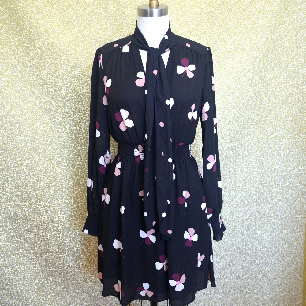 Kate Spade Black Floral Midi Dress
